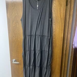 White Mark Gray Tiered Maxi Sundress